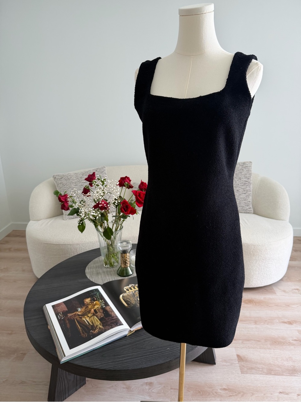 Bottega Veneta Black Towelling Knit Dress Size M